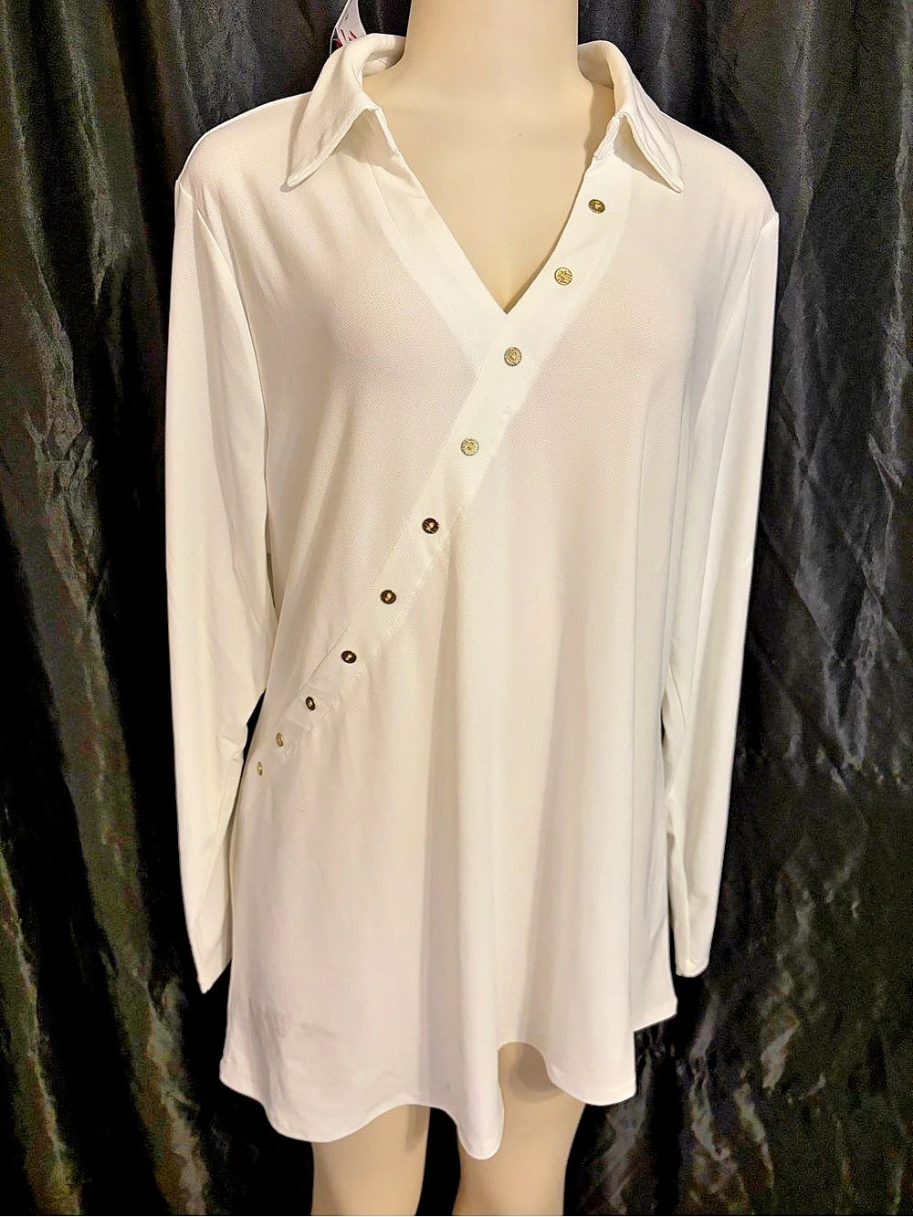 Women Within Control Button Front Cream office blouse XL NWT